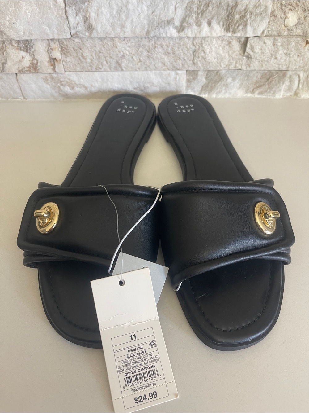 NWT $25 a new day Audrey Black slip on sandal Size 11 - Picture 3 of 9